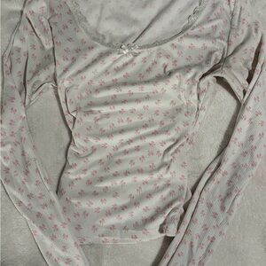 Pink Bow Long Sleeve Top